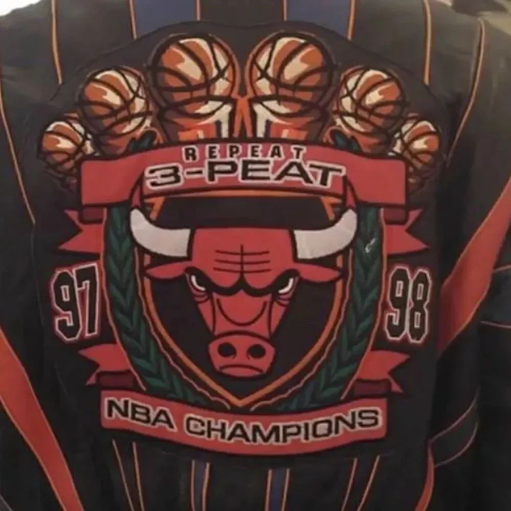Bulls Jeff Hamilton leather varsity bomber